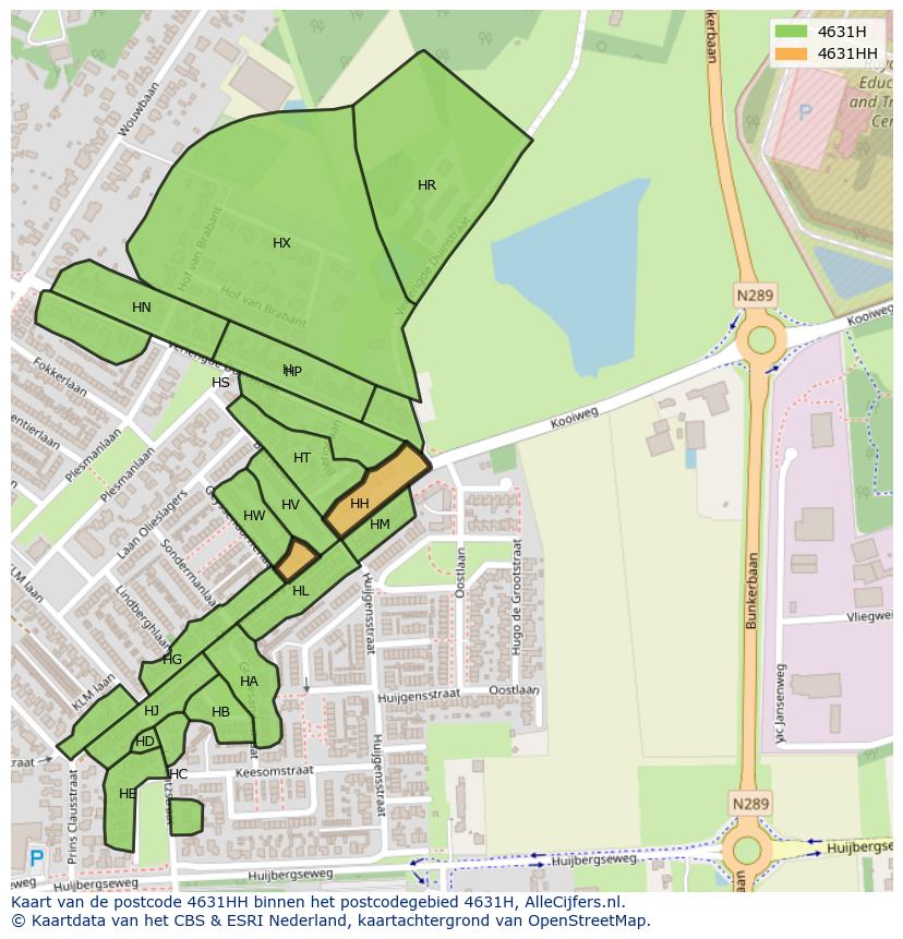 Afbeelding van het postcodegebied 4631 HH op de kaart.
