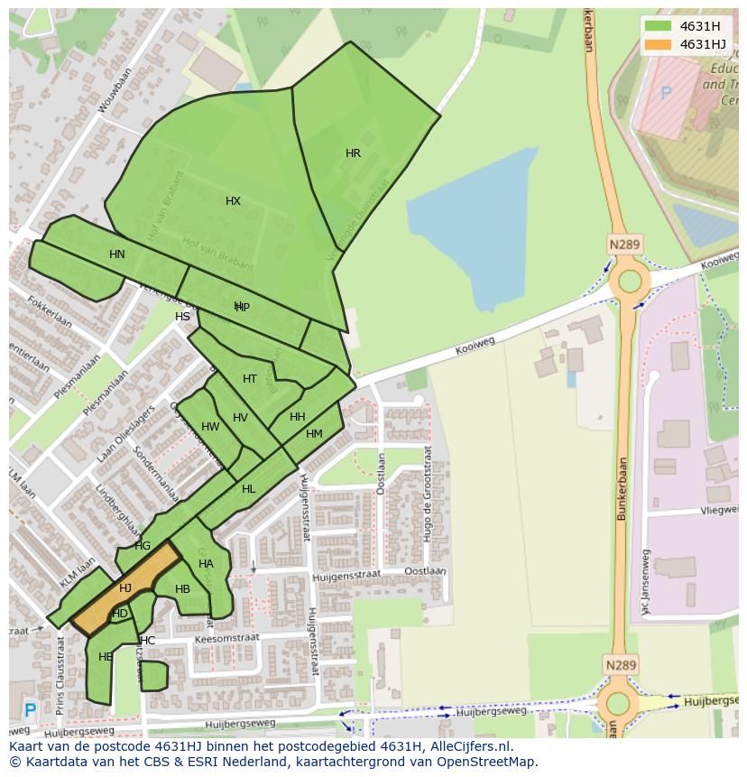 Afbeelding van het postcodegebied 4631 HJ op de kaart.