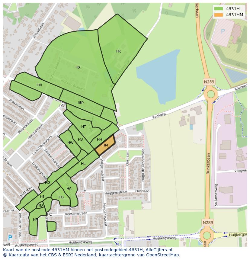 Afbeelding van het postcodegebied 4631 HM op de kaart.