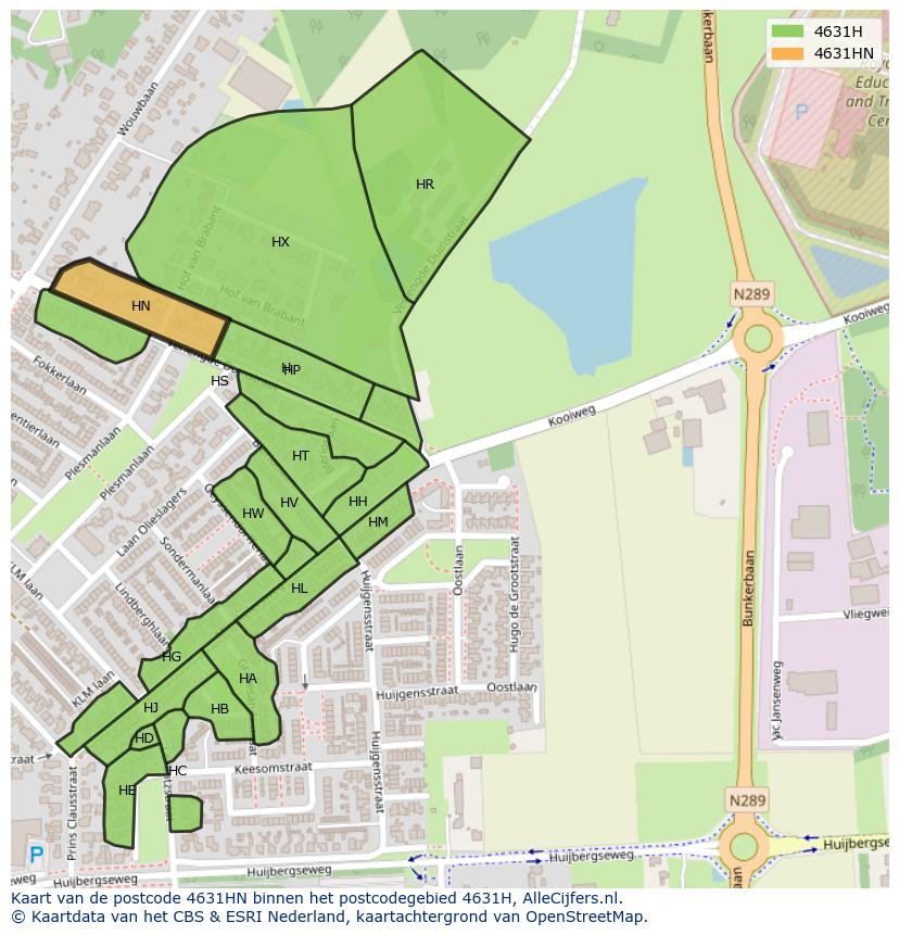 Afbeelding van het postcodegebied 4631 HN op de kaart.