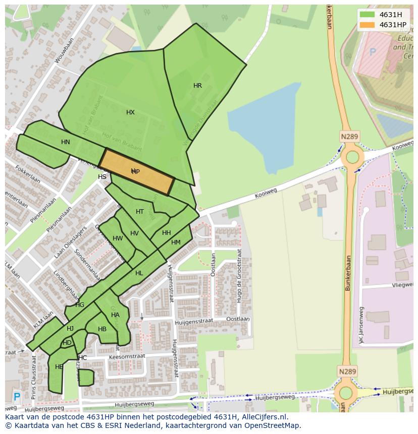 Afbeelding van het postcodegebied 4631 HP op de kaart.