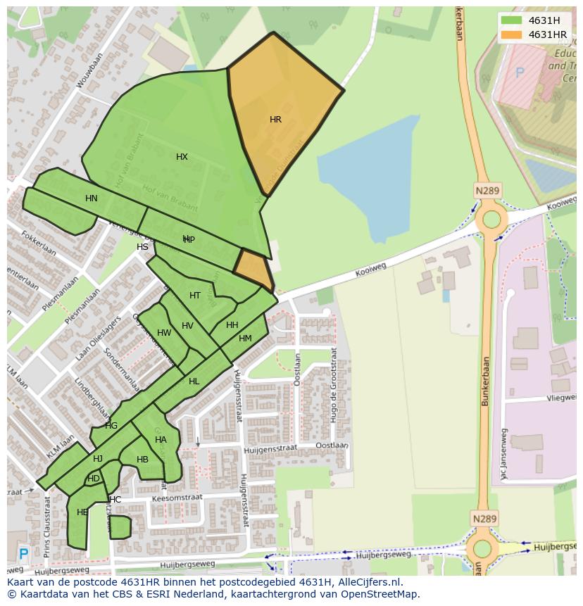 Afbeelding van het postcodegebied 4631 HR op de kaart.