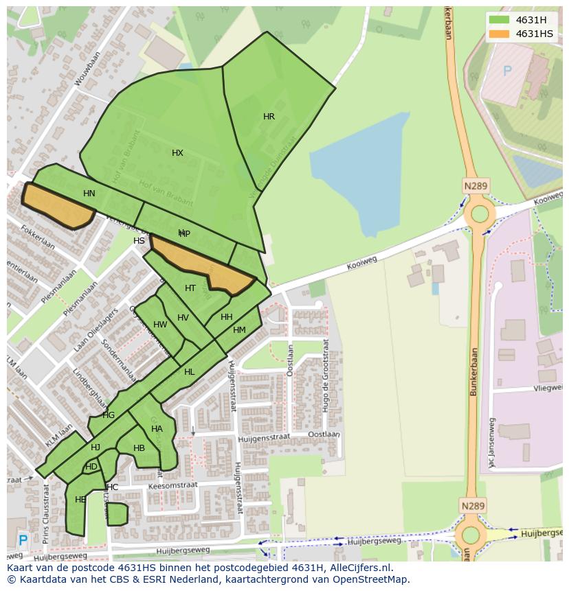Afbeelding van het postcodegebied 4631 HS op de kaart.
