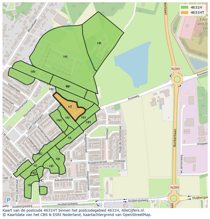 Afbeelding van het postcodegebied 4631 HT op de kaart.