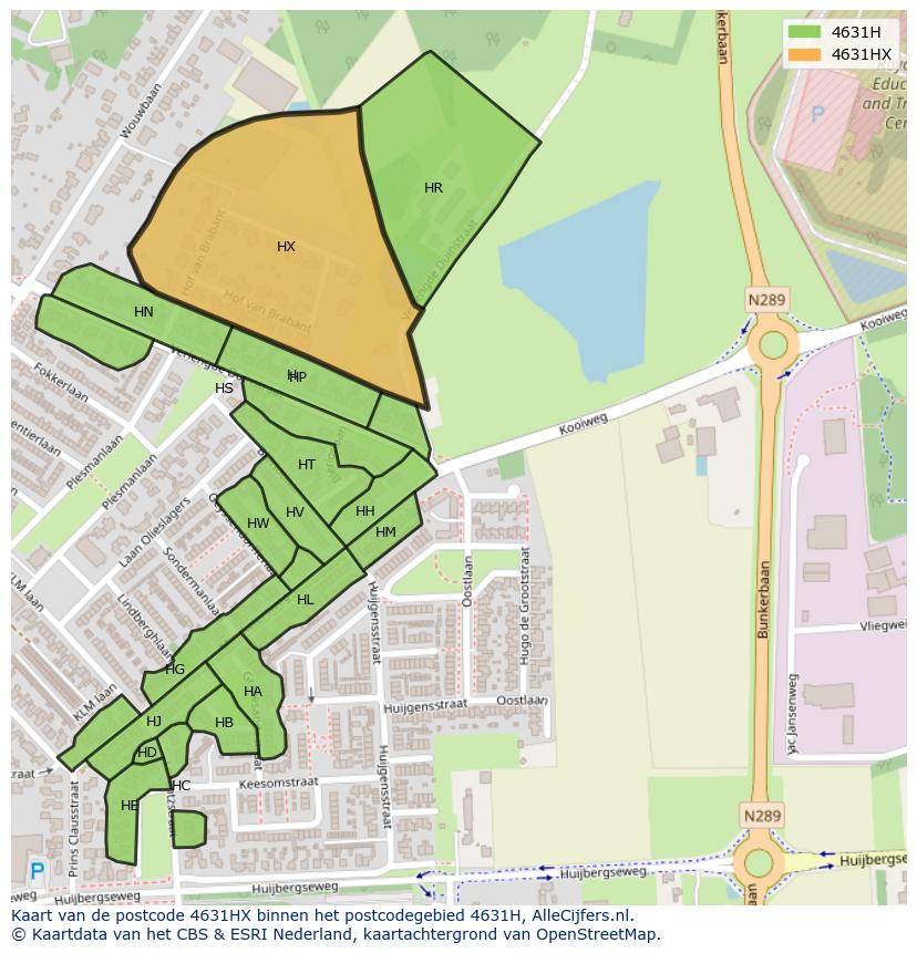 Afbeelding van het postcodegebied 4631 HX op de kaart.