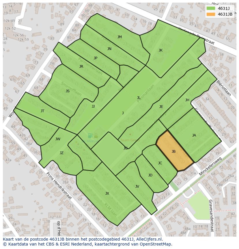 Afbeelding van het postcodegebied 4631 JB op de kaart.