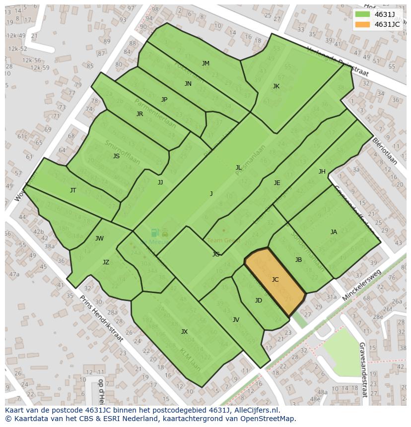 Afbeelding van het postcodegebied 4631 JC op de kaart.
