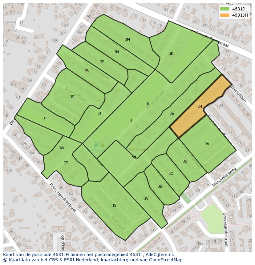 Afbeelding van het postcodegebied 4631 JH op de kaart.