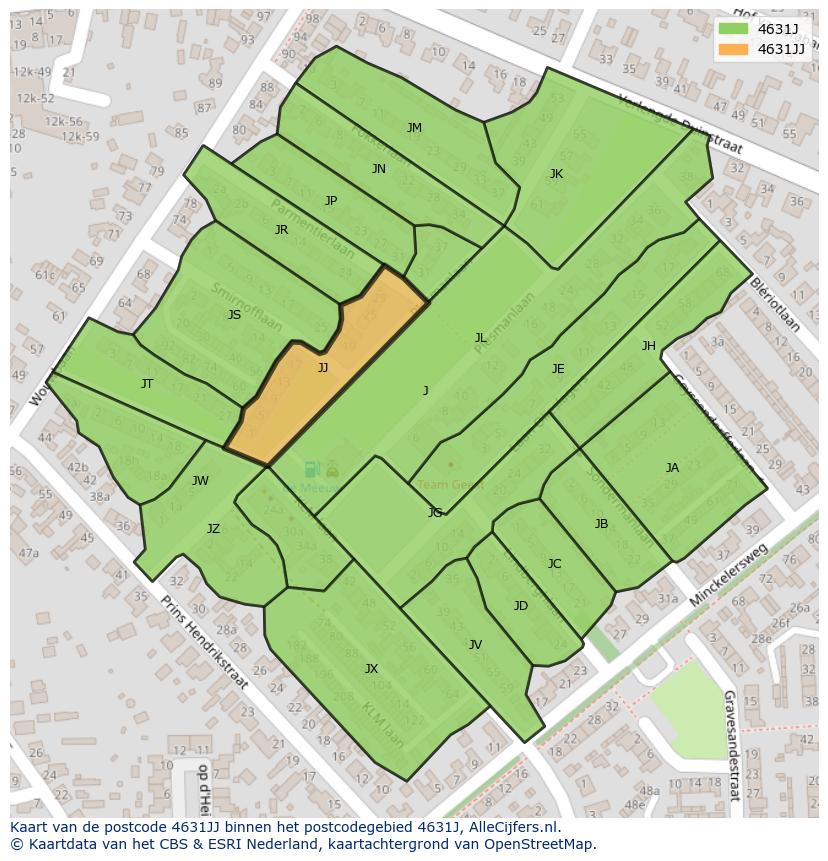 Afbeelding van het postcodegebied 4631 JJ op de kaart.