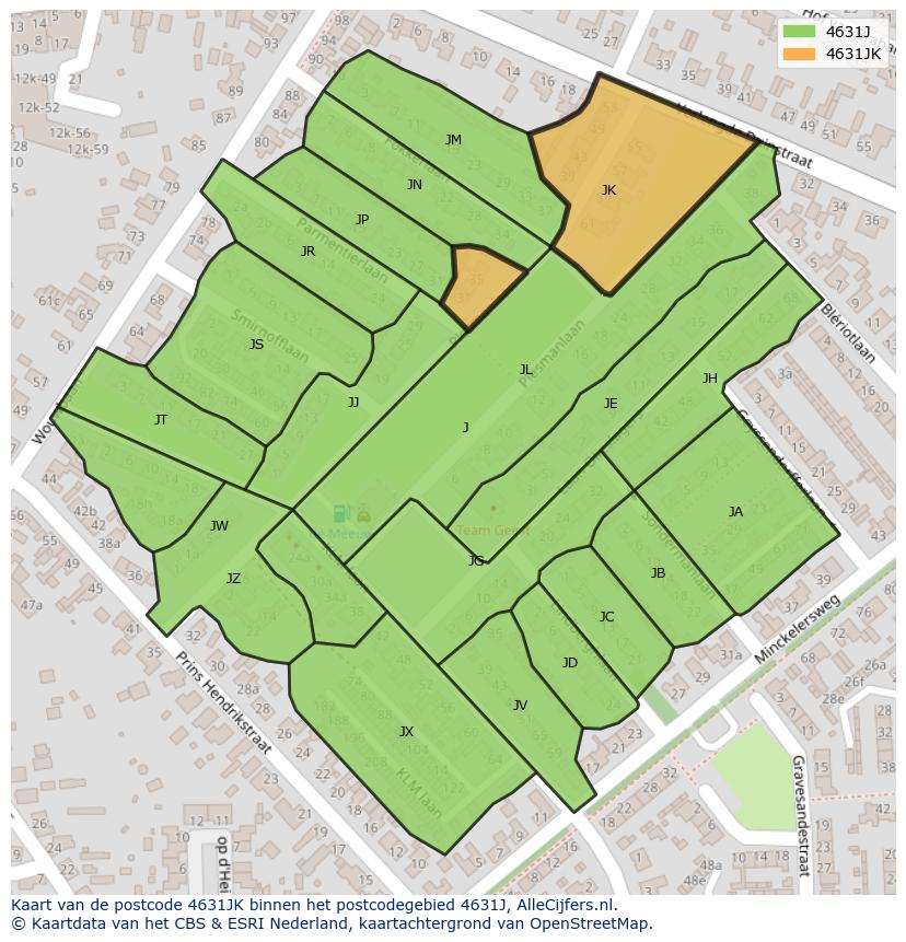 Afbeelding van het postcodegebied 4631 JK op de kaart.