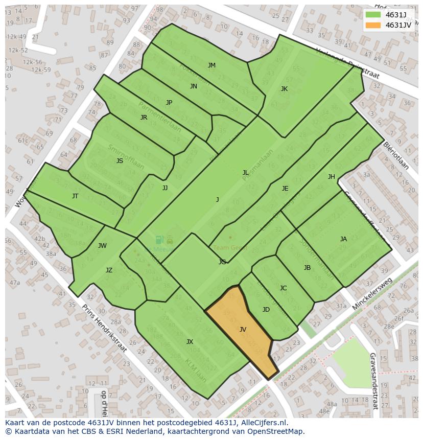 Afbeelding van het postcodegebied 4631 JV op de kaart.