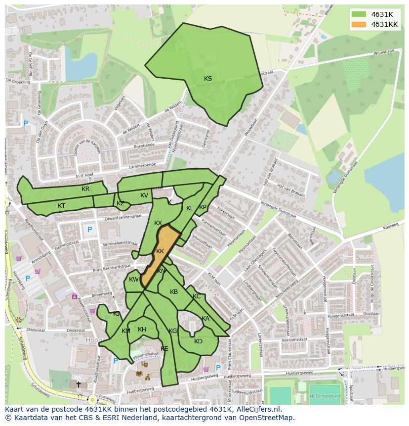 Afbeelding van het postcodegebied 4631 KK op de kaart.