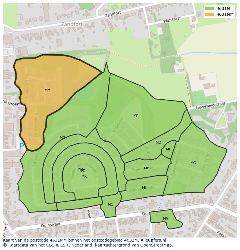 Afbeelding van het postcodegebied 4631 MM op de kaart.