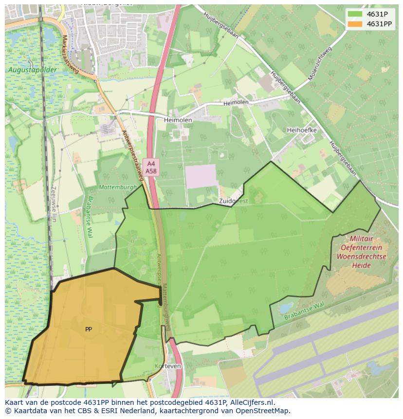 Afbeelding van het postcodegebied 4631 PP op de kaart.