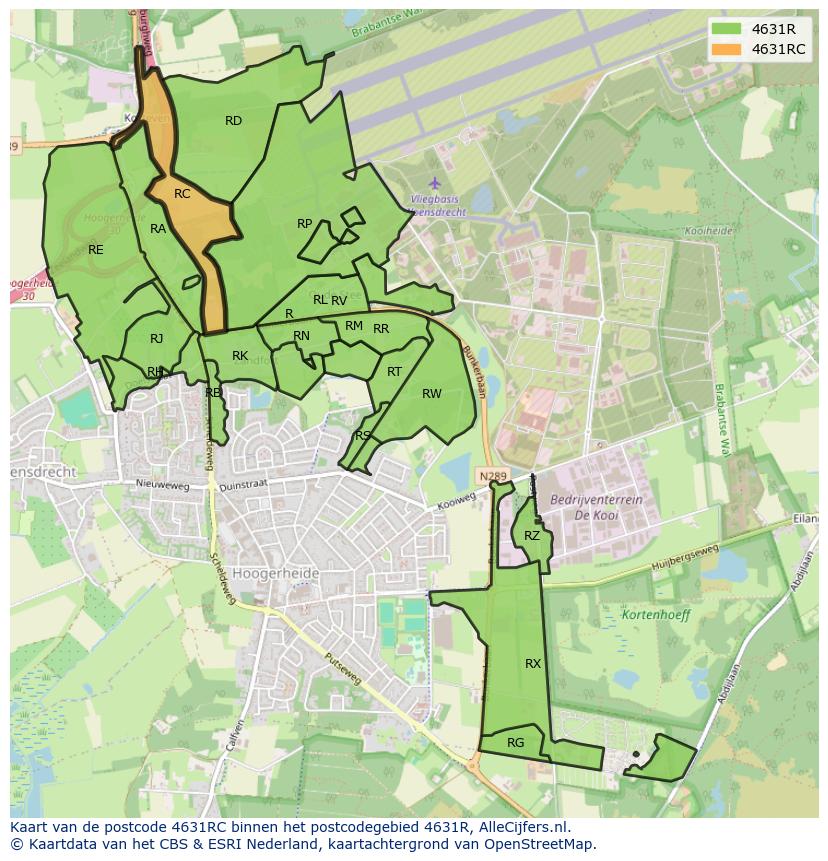 Afbeelding van het postcodegebied 4631 RC op de kaart.