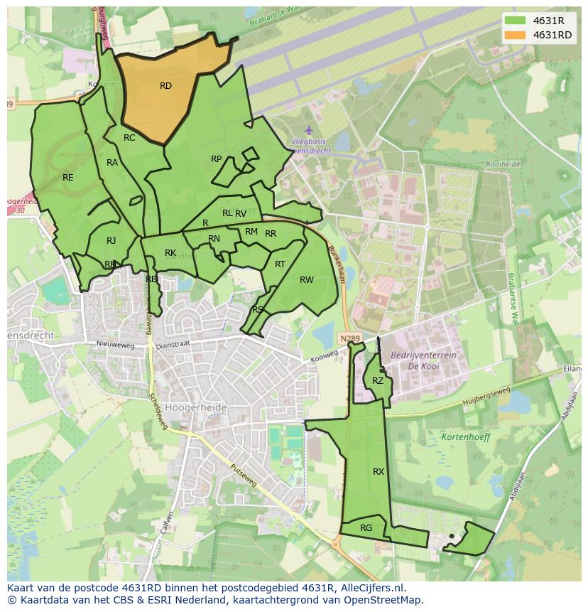 Afbeelding van het postcodegebied 4631 RD op de kaart.
