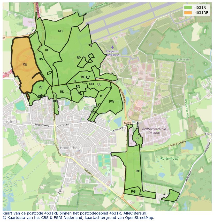Afbeelding van het postcodegebied 4631 RE op de kaart.