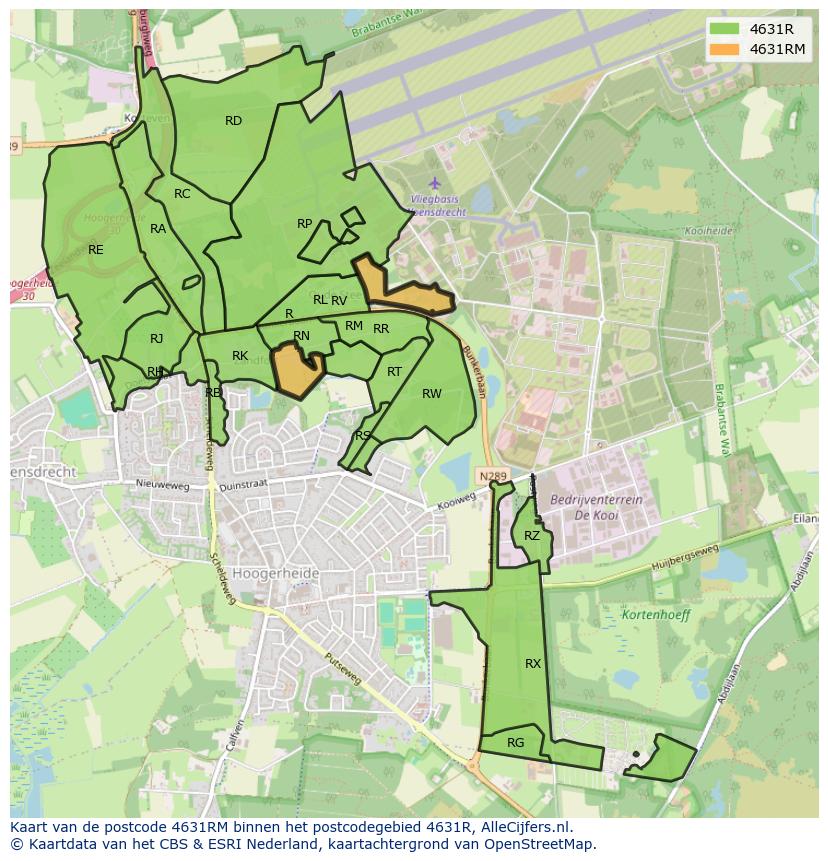 Afbeelding van het postcodegebied 4631 RM op de kaart.