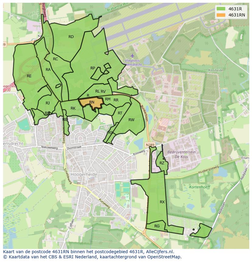 Afbeelding van het postcodegebied 4631 RN op de kaart.