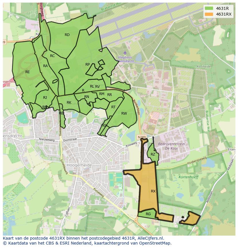 Afbeelding van het postcodegebied 4631 RX op de kaart.