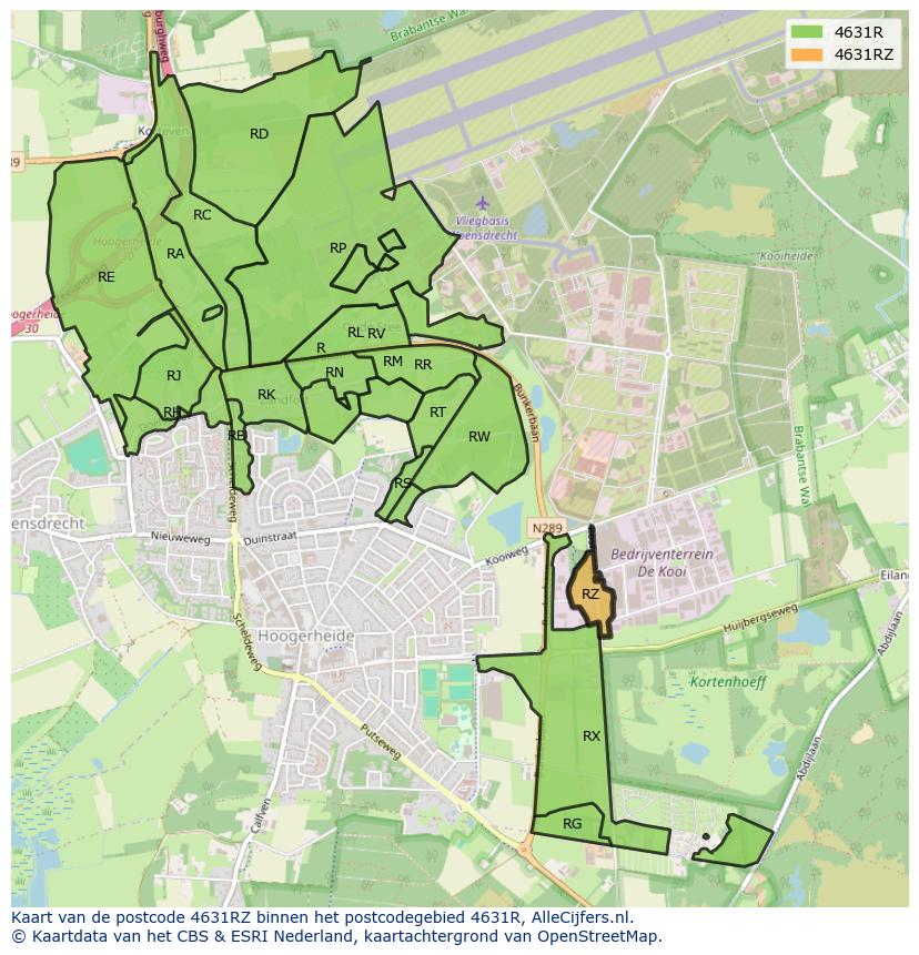 Afbeelding van het postcodegebied 4631 RZ op de kaart.