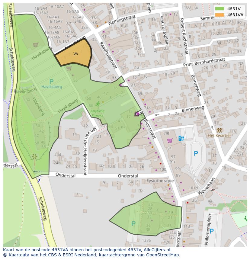 Afbeelding van het postcodegebied 4631 VA op de kaart.