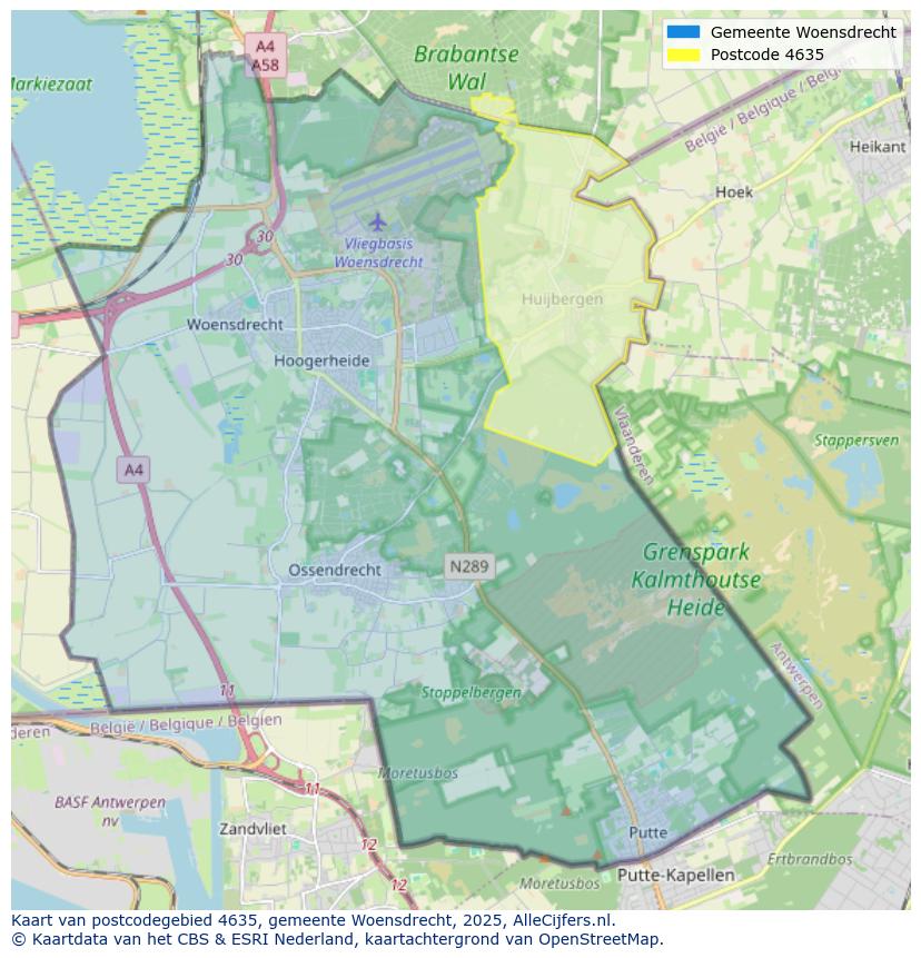 Afbeelding van het postcodegebied 4635 op de kaart.