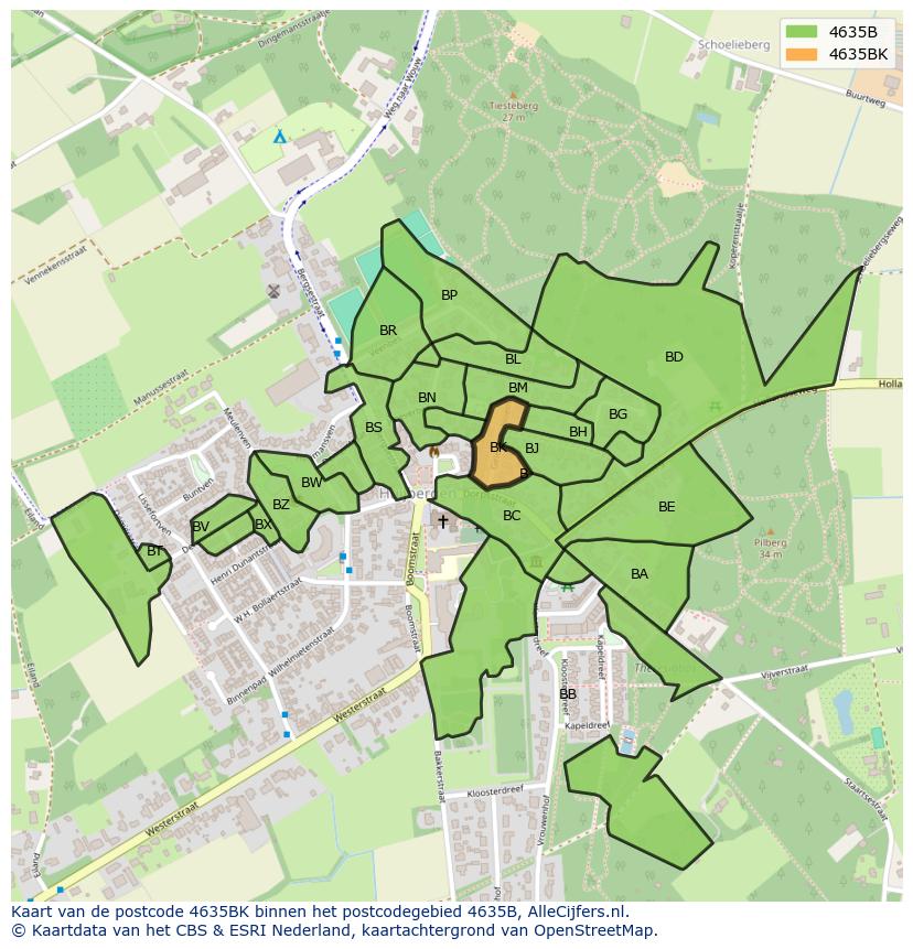 Afbeelding van het postcodegebied 4635 BK op de kaart.
