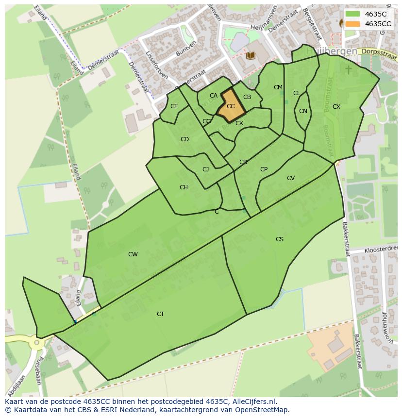 Afbeelding van het postcodegebied 4635 CC op de kaart.