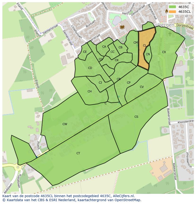 Afbeelding van het postcodegebied 4635 CL op de kaart.
