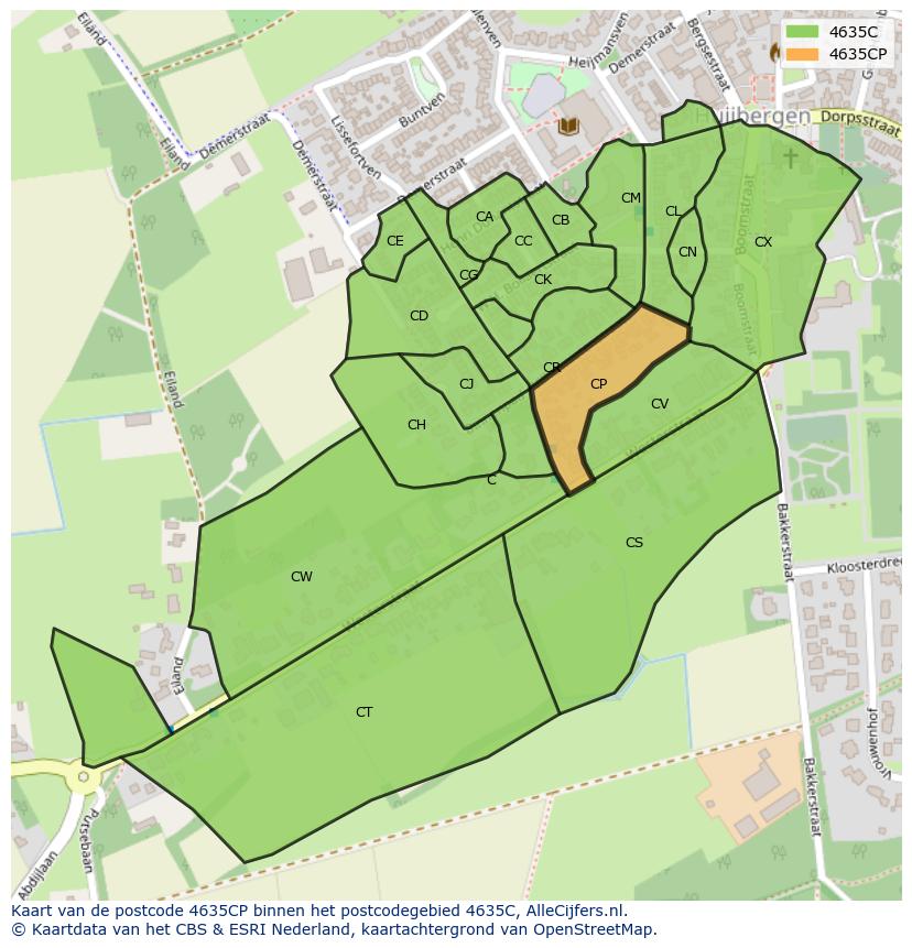 Afbeelding van het postcodegebied 4635 CP op de kaart.