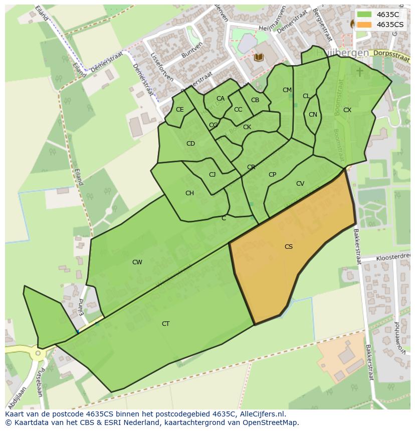Afbeelding van het postcodegebied 4635 CS op de kaart.