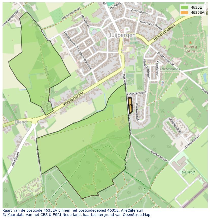 Afbeelding van het postcodegebied 4635 EA op de kaart.