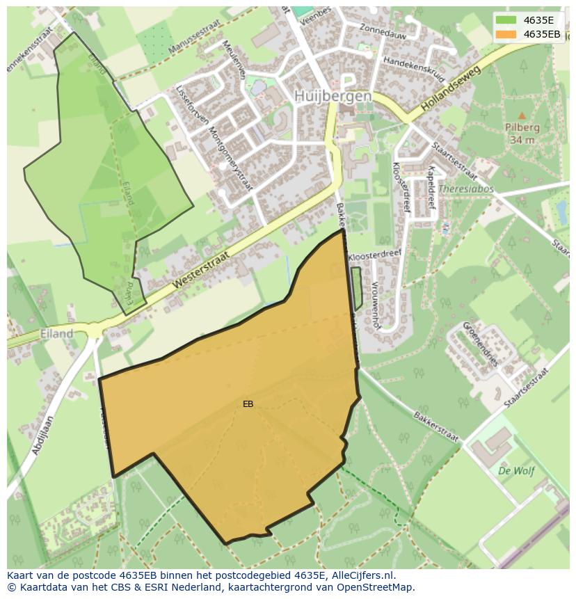 Afbeelding van het postcodegebied 4635 EB op de kaart.