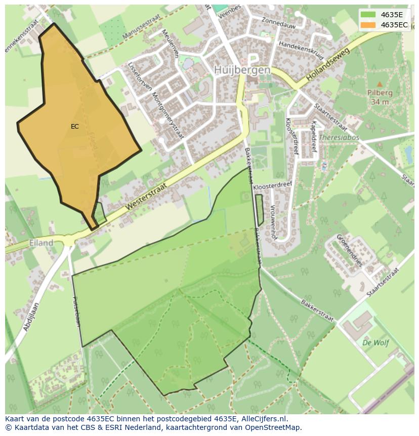Afbeelding van het postcodegebied 4635 EC op de kaart.
