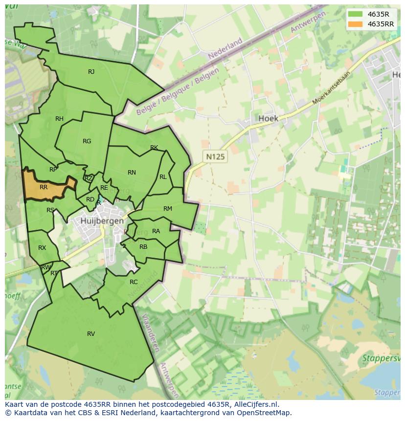 Afbeelding van het postcodegebied 4635 RR op de kaart.