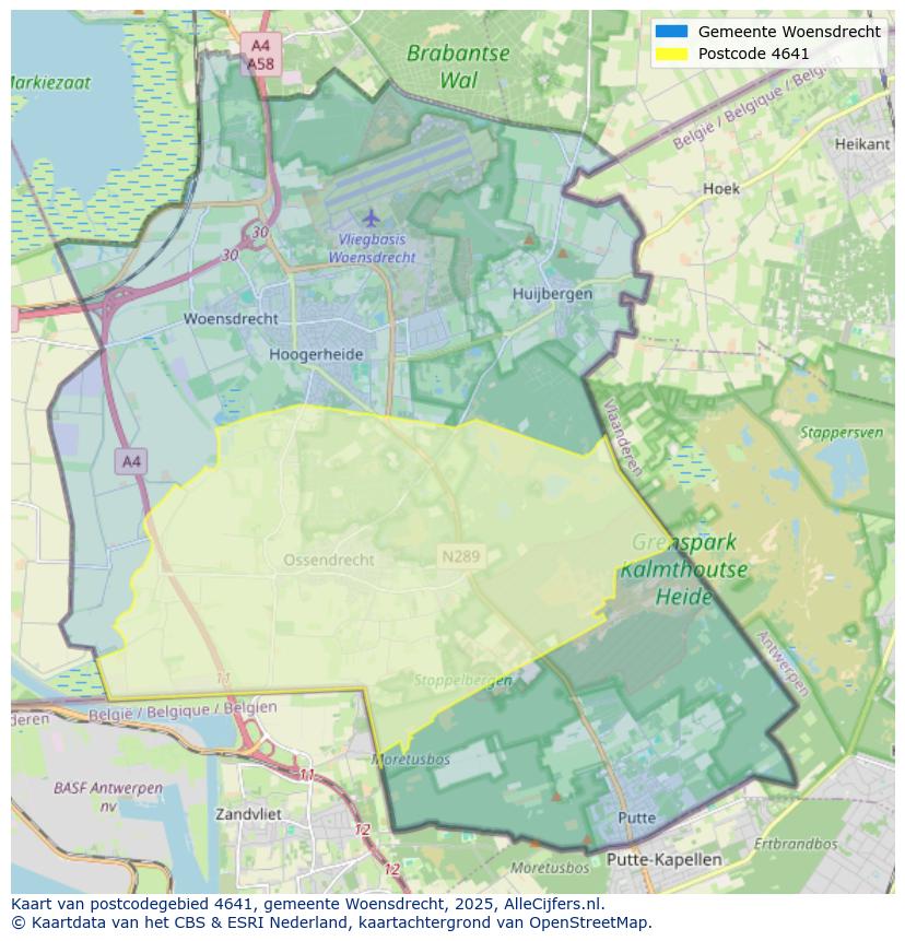 Afbeelding van het postcodegebied 4641 op de kaart.