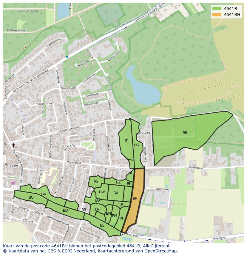Afbeelding van het postcodegebied 4641 BH op de kaart.