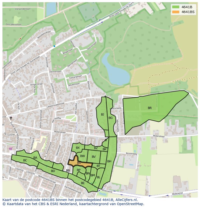 Afbeelding van het postcodegebied 4641 BS op de kaart.
