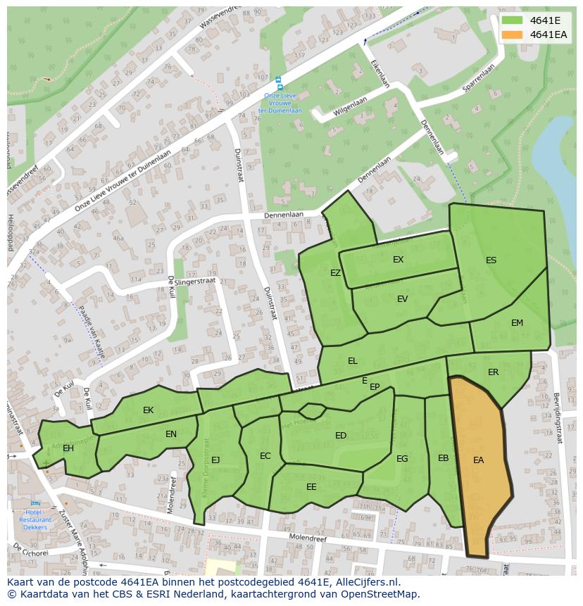 Afbeelding van het postcodegebied 4641 EA op de kaart.