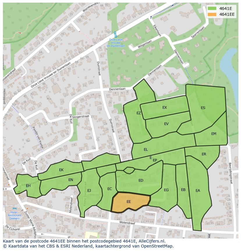 Afbeelding van het postcodegebied 4641 EE op de kaart.