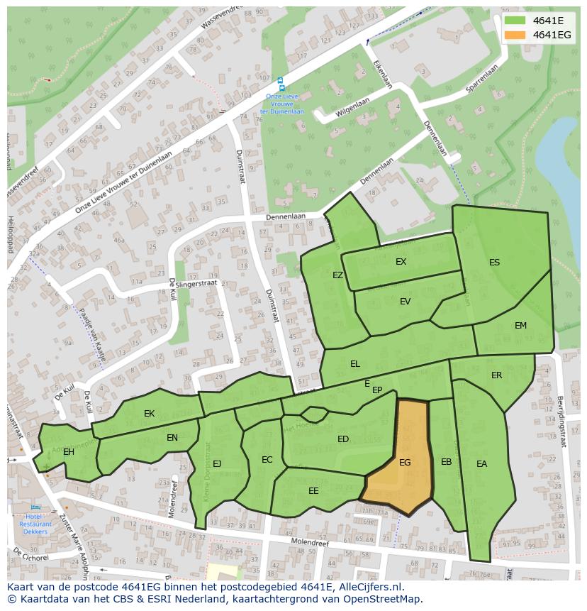 Afbeelding van het postcodegebied 4641 EG op de kaart.