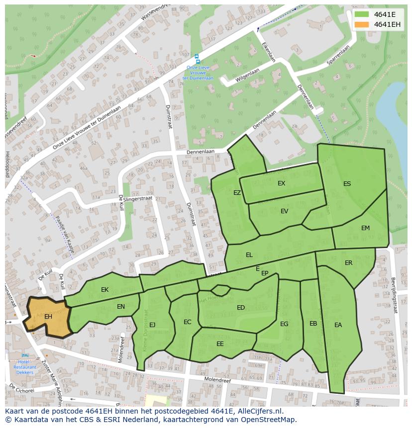Afbeelding van het postcodegebied 4641 EH op de kaart.