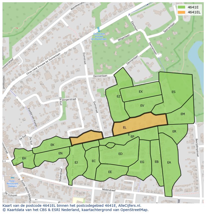 Afbeelding van het postcodegebied 4641 EL op de kaart.