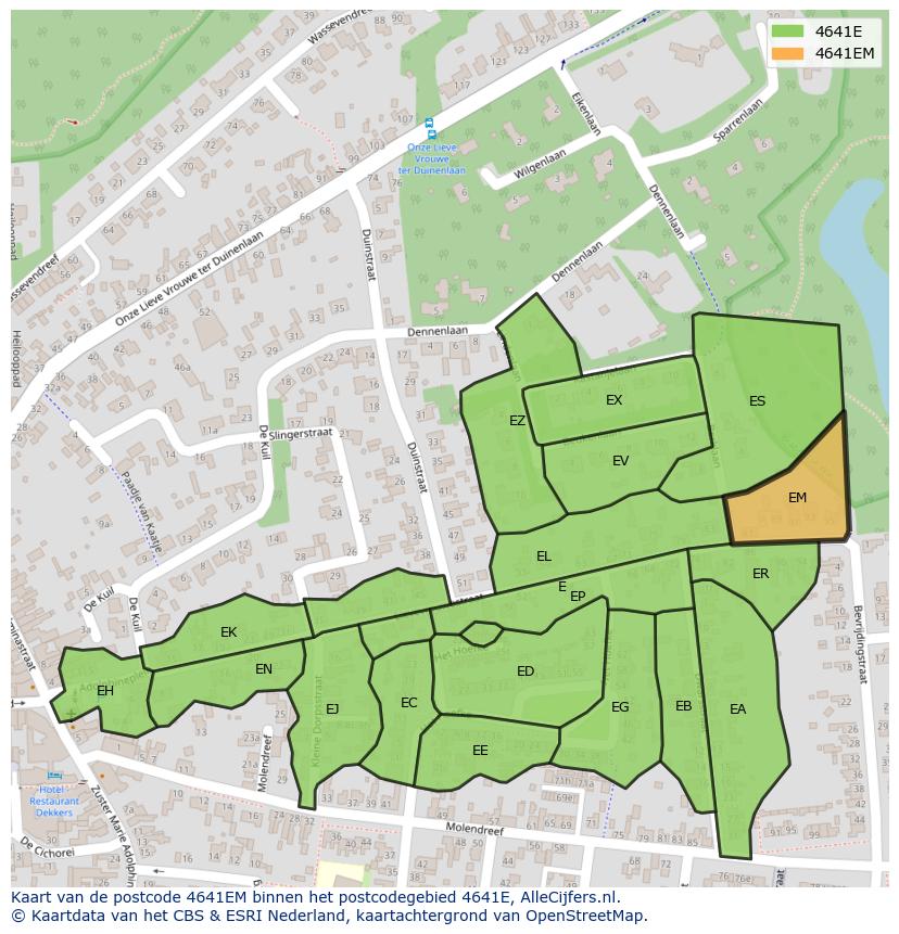 Afbeelding van het postcodegebied 4641 EM op de kaart.
