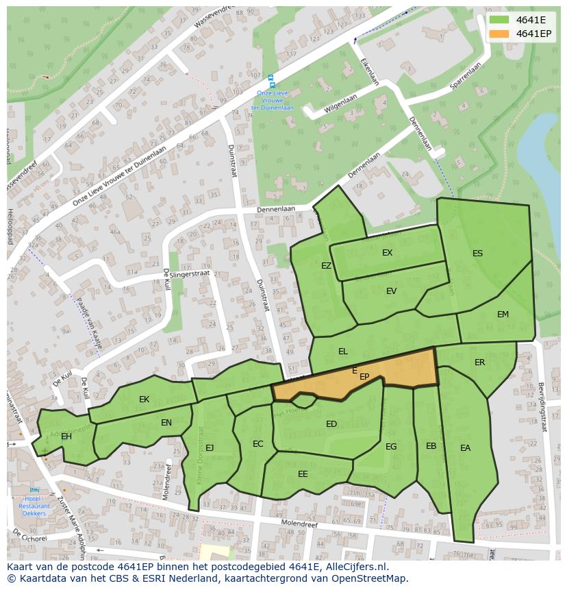 Afbeelding van het postcodegebied 4641 EP op de kaart.