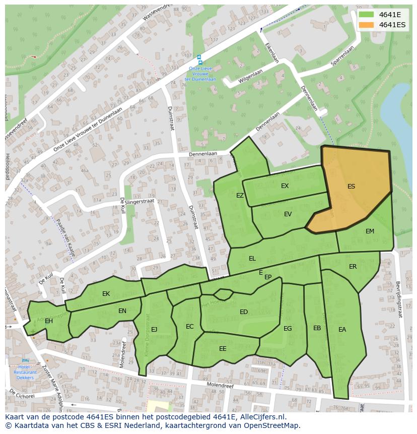 Afbeelding van het postcodegebied 4641 ES op de kaart.