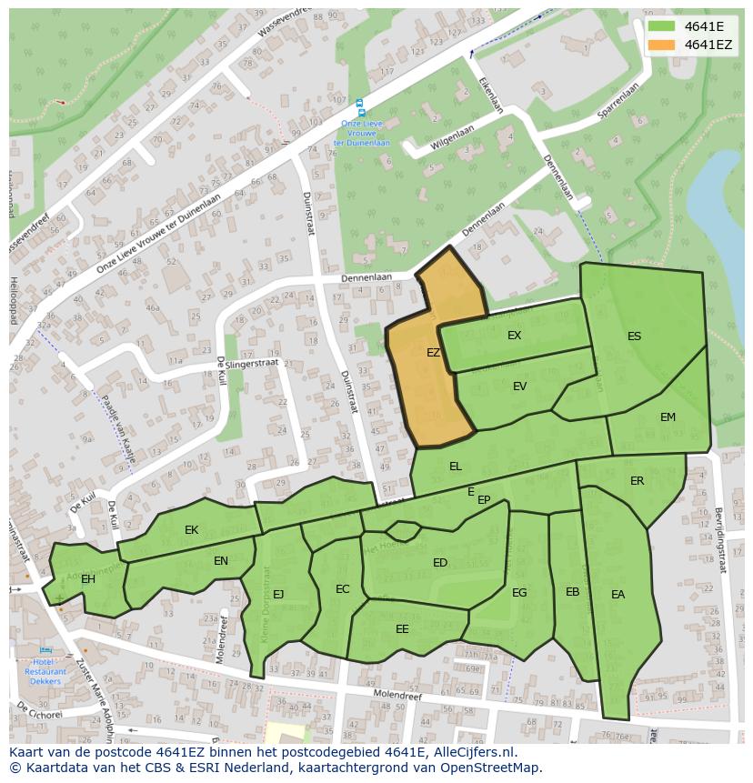 Afbeelding van het postcodegebied 4641 EZ op de kaart.