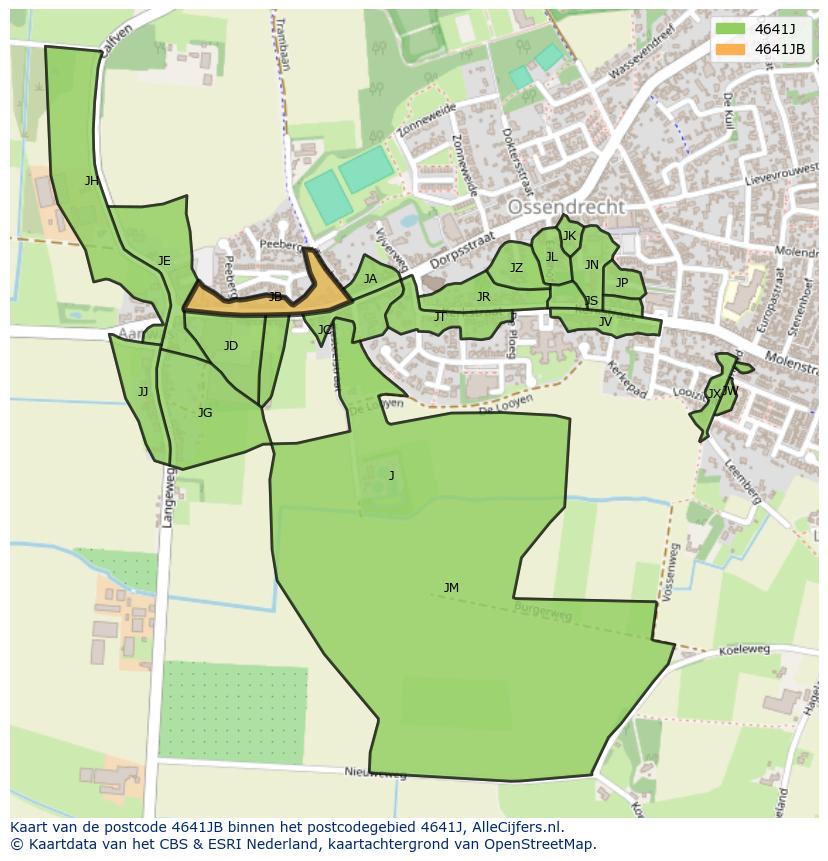Afbeelding van het postcodegebied 4641 JB op de kaart.