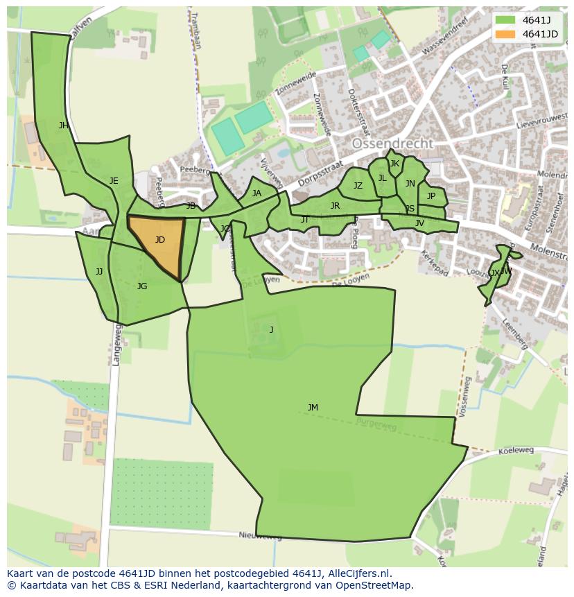Afbeelding van het postcodegebied 4641 JD op de kaart.